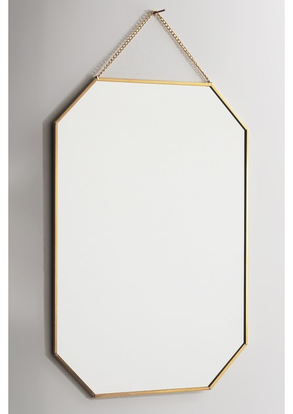 Ayna Dekoratif Duvar Askılı Iskandinav Tarzı Makyaj Banyo Bohem Dekorasyon Pirinç Gold Brass 35 x 25 cm