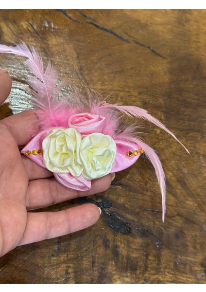 Çiçekli Kabartma Taşlı Kadın Broş Giyim Yaka Türban Aksesuarı 9x3 cm modelleri