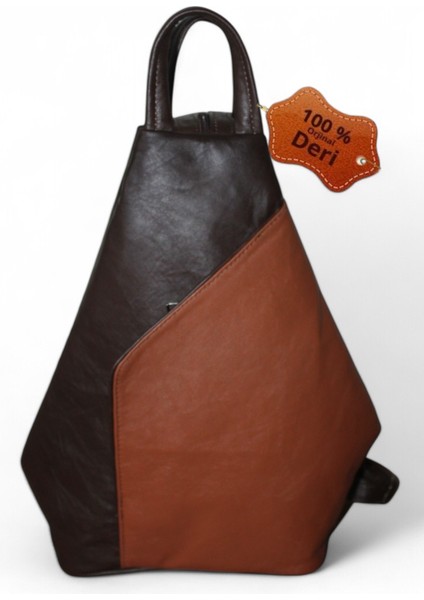 Hakiki Deri Kadın Omuz ve Sırt Çantası Vazo Model Taba Kahverengi ÇANTADERITABAKAHVERENGI001