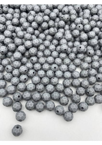 100GR Opak Petek Model Gri / Füme Renk 10MM Akrilik Boncuk ,çanta Yapım Boncuğu (~200 Adet)