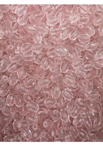 25 gr Açık Pembe Renkli 10X8MM Akrilik Fıçı, Badem Model Boncuk (25GR, ~70 Adet) fiyatları