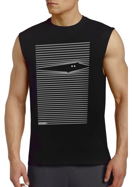 Noluyo Ya Siyah Erkek Kesik Kol / Kolsuz T-Shirt