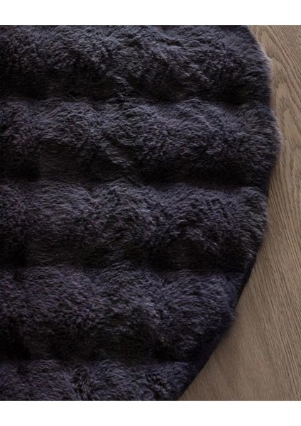 Bubble Tavşan Tüyü Peluş Antrasit Yuvarlak Yumuşak Dokulu Kaymaz Halı fiyatları