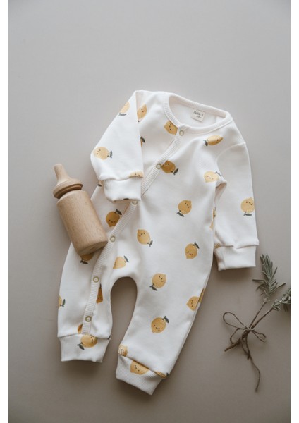 Limon Desen Organik Kaşkorse Bebek Tulum modelleri