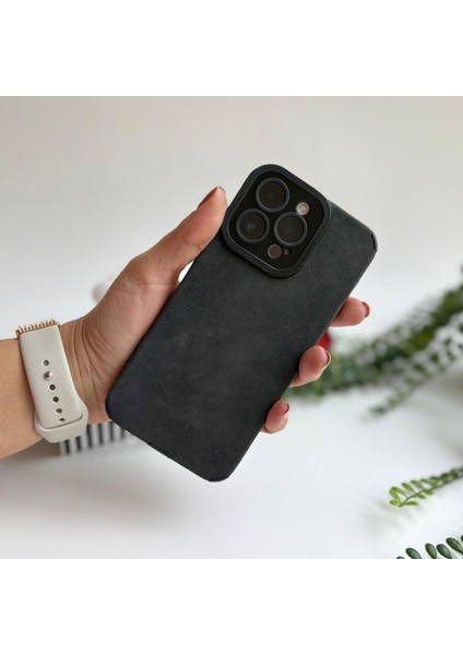 Siyah Süet Lens Korumalı Kılıf - Apple iPhone 13 Pro Max