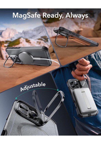 iPhone 16 Pro Max Kılıf Cyber Tough Halolock Magsafe Standlı Silikon - Gri fırsatları