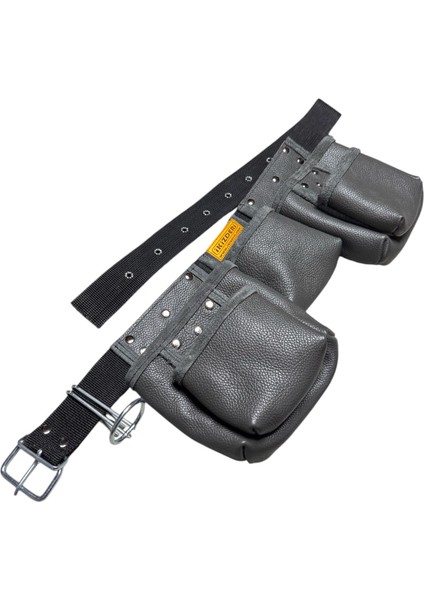 5 Bölmeli Hakiki Deri Çivi Önlüğü Gri modelleri