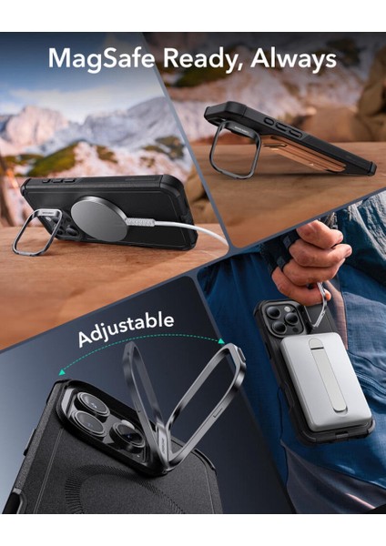 iPhone 16 Pro Max Kılıf Cyber Tough Halolock Magsafe Standlı Silikon - Siyah