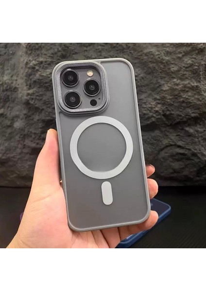 Mat Lüks Lens Koruyucu Hediyeli Apple iPhone 16 Pro Max Kılıf Gri