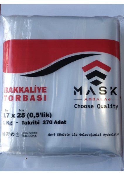 Şeffaf Bakkaliye Torbası (Poşeti) 17X25 cm 0,5`lik 1 kg Takribi 370 Adet