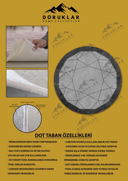 Kaymaz Taban Yıkanabilir Dijital Baskı Dekoratif Modern Desenli Yuvarlak Dot Taban Halı