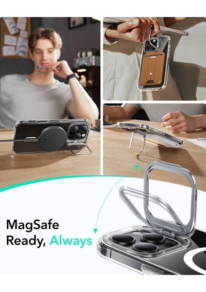 iPhone 16 Pro Kılıf Halolock MagSafe Classic Hybrid Standlı Silikon - Şeffaf fiyatları
