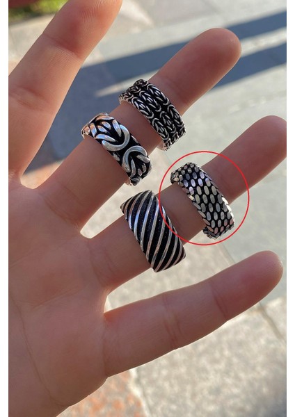 Gümüş Otantik El Işi Taşsız Yüzük BSK411E212N