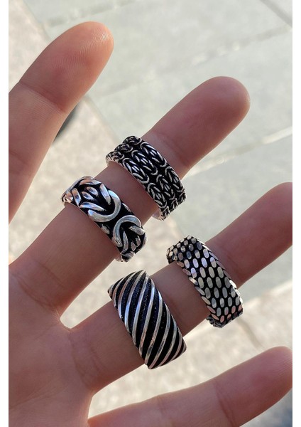 Gümüş Otantik El Işi Taşsız Yüzük BSK411E212N fiyatları