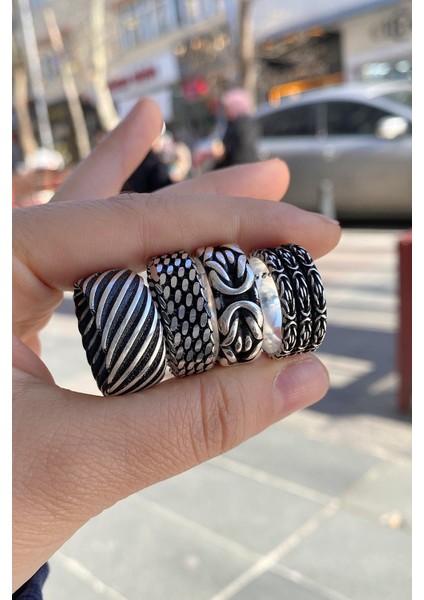 Gümüş Otantik El Işi Taşsız Yüzük BSK411E212N modelleri