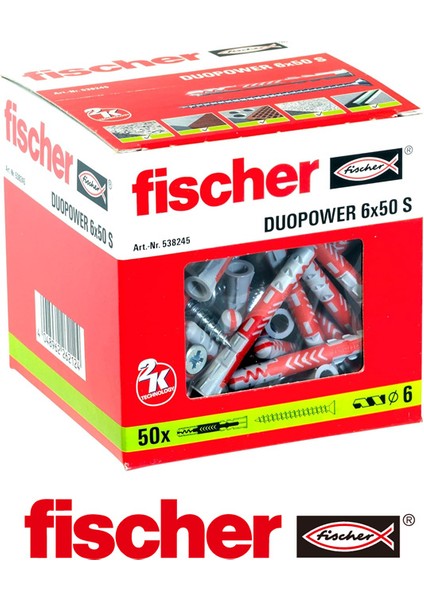 538245 Duopower 50 Adet 6X50 Dübel 50 Adet 4,5X60 Vida