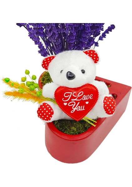 Lovable Lavanta & Kırmızı Kalp Saksıda Lavanta Sevimli Ayıcık & Yapay Cicek Saksida modelleri
