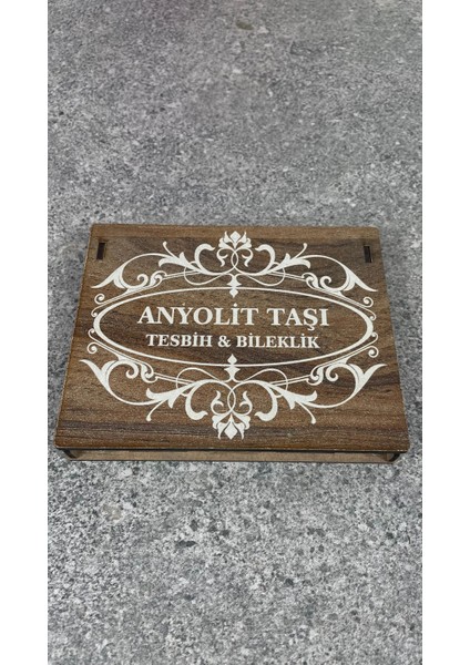 Özel Ahşap Kutulu Anyolit Taşı Tesbih Bileklik Set Doğal Taş fiyatları