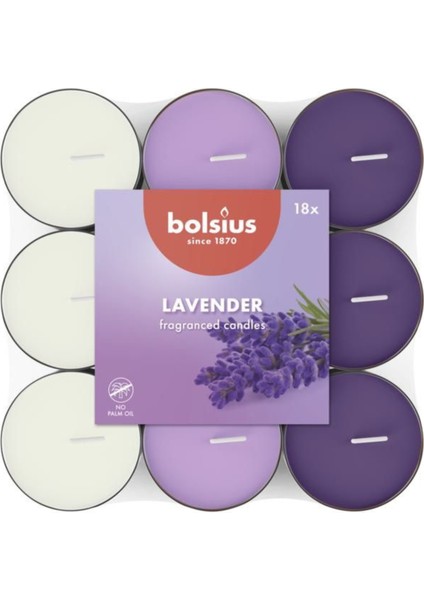 Lavanta Kokulu Tealight Mum, 18'li Paket, 3,5 Saat Yan Ma, Doğal Özler Içerir, Palmiye Yağı Içermez