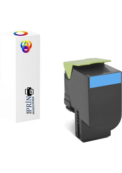 Lexmark 80C8SCE /lexmark CX510DHE Uyumlu Mavi Muadil Toner 2000 Syf