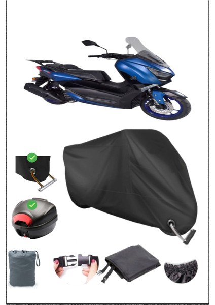 Arora Max Pro Için Arka Çanta Ve Kilit Uyumlu Siyah Motosiklet Branda, Güvenli