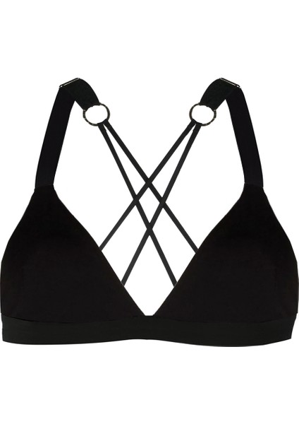 Loretta Kadın Siyah Pamuklu Sportif Detaylı Bralet Sütyen