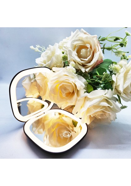 LED Işıklı - Siyah Makyaj Aynası - Yakınlaştırma Özellikli , Cep, Çanta Makyaj Aynası modelleri