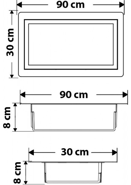 Banyo Duvar Niş Siyah 60 cm x 30 cm x 8 cm