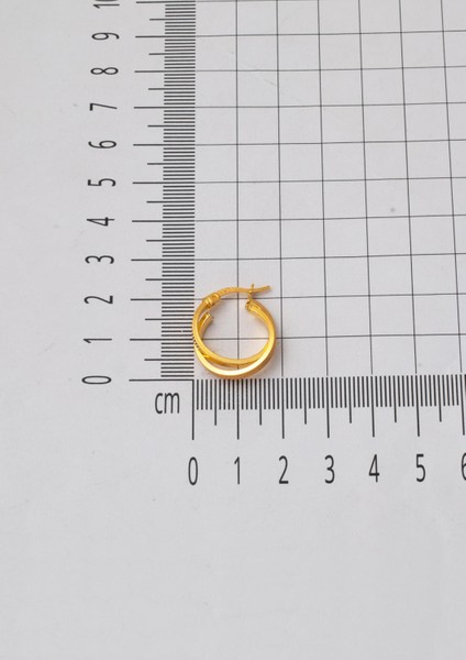 Kumlu Model Çift Halkalı 22 Ayar Altın Küpe