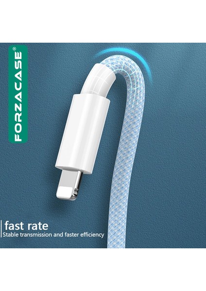 3A Type-C To Lightning Renkli Örgülü Hızlı Şarj ve Veri Aktarım Kablosu 1 Metre - FC929