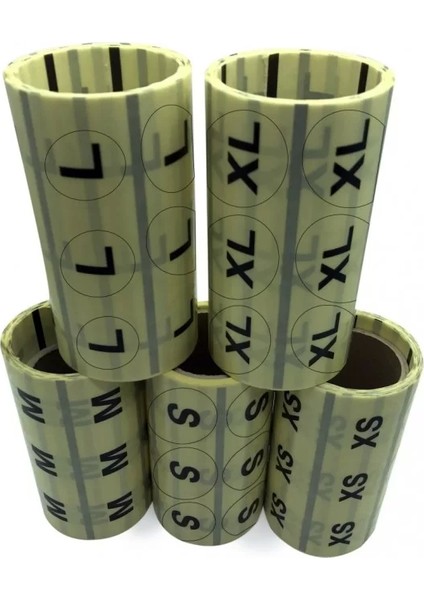 30 mm Yuvarlak Şeffaf Üzeri Baskılı Beden Etiketi ( 3xl) 500 Lü Sarım