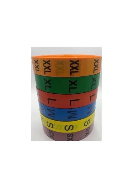 Renkli Beden Etiketi Xl Beden 400 Lü Sarım Toplam 4000 Adet