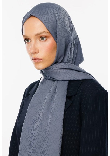 Mercan Desen Füme Rengi Ipeksi Jakar Şal