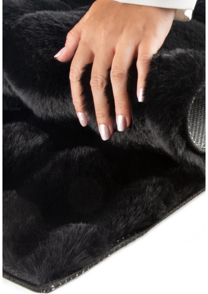 Bubble Tavşan Tüyü Peluş Siyah Yatak Odası Banyo Koridor Mutfak Yumuşak Dokulu Kaymaz Halı fırsatları