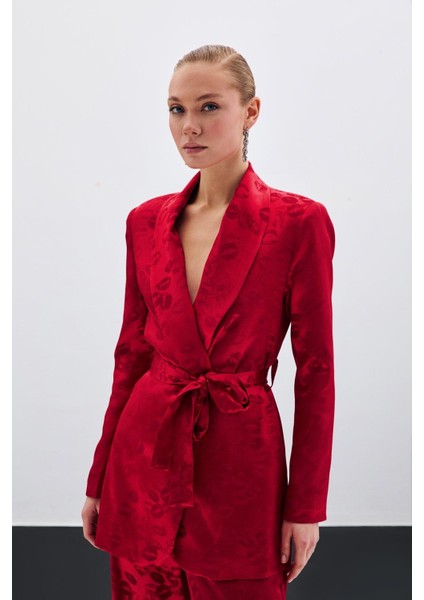 Jakarlı Şal Yaka Bağlamalı Kadın Ceket 1693-6564 fırsatları