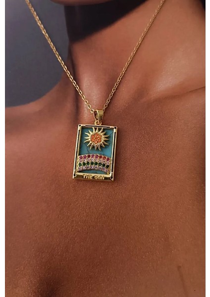 Çelik Tarot Plaka Kolye Sun Çelik Kolye