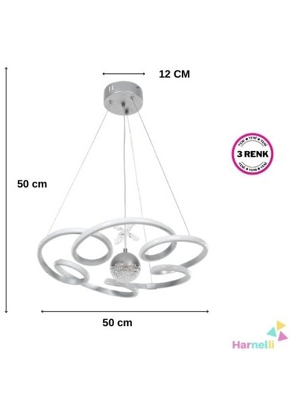 3 Renk Yanabilen Şeker Top Aksesuarlı Modern Ledli Avize