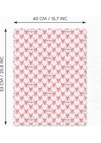 Romantik Pembe Fiyonk Desenli Lazer Kesim Kumaş Fırın Örtüsü