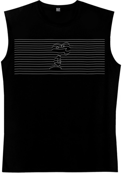Çizgili Köpek Siyah Kesik Kol / Kolsuz Erkek T-Shirt