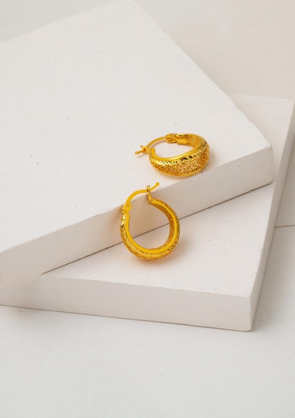 Telkari Işlemeli 22 Ayar Halka Altın Küpe modelleri