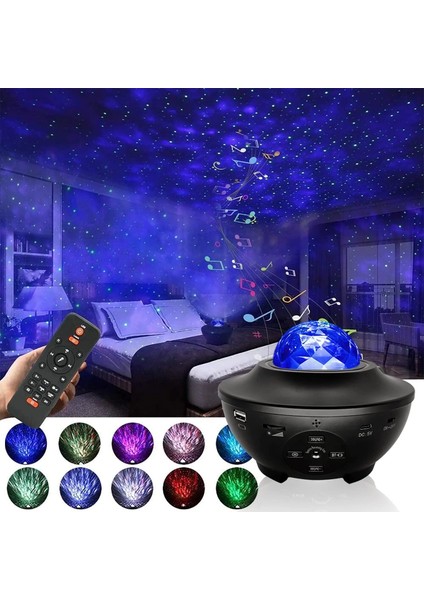 Starry Projektör Bluetooth Hoparlör+Sese Duyarlı Disko Topu+ USB Mp3 Çalar+Parti, Gece Lambası fiyatları