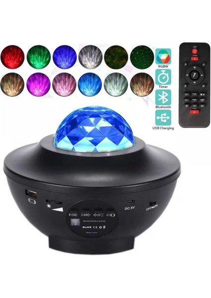 Starry Projektör Bluetooth Hoparlör+Sese Duyarlı Disko Topu+ USB Mp3 Çalar+Parti, Gece Lambası fırsatları