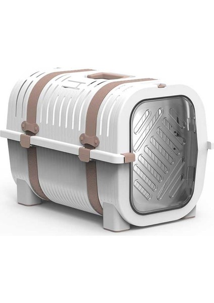 Kar Beyaz Turkuaz Kemerli Kedi Köpek Taşıma Çantası 51x33x36 cm