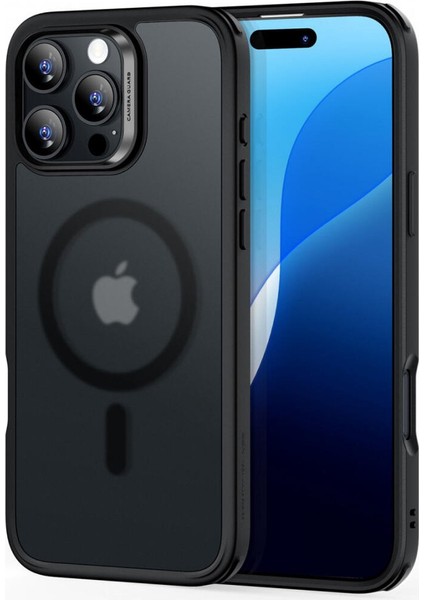iPhone 16 Pro Kılıf Halolock Magsafe Classic Hybrid Silikon - Buzlu Siyah