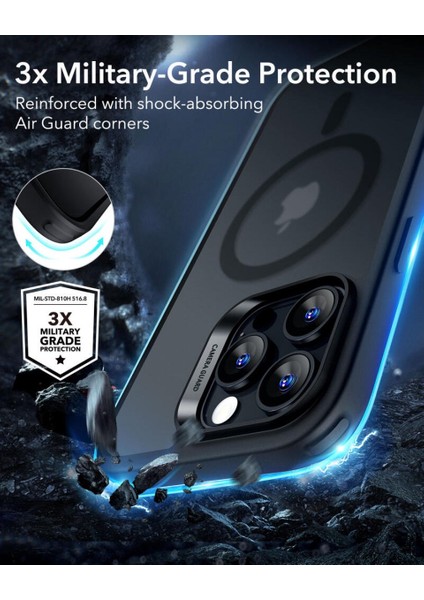 iPhone 16 Pro Kılıf Halolock Magsafe Classic Hybrid Silikon - Buzlu Siyah indirimleri