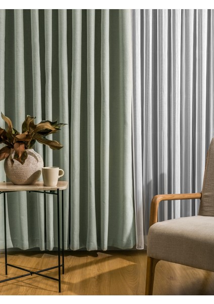 Kullanıma Hazır Sık Pileli Flex Keten Kumaştan Fon Perde 1x3 V18561 Tek Kanat