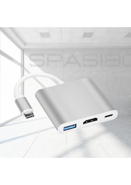 Port Trio Usb-C HUB 3 In 1 Adaptör | 4K UHD Hdmı, Hızlı Veri Transferi ve Çoklu Bağlantı Deneyimi!