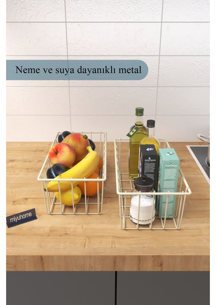 2'li Dikdörtgen Lüks Sepet Mutfak Düzenleyici Banyo Organizer Tel Sepet Metal Organizer Meyve Sepeti fiyatları