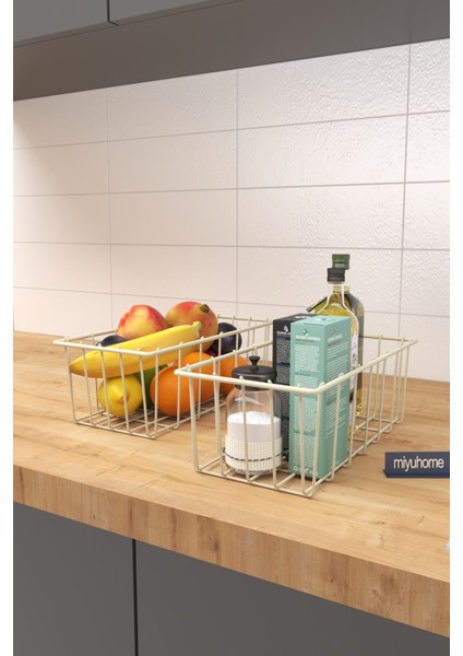 2'li Dikdörtgen Lüks Sepet Mutfak Düzenleyici Banyo Organizer Tel Sepet Metal Organizer Meyve Sepeti modelleri