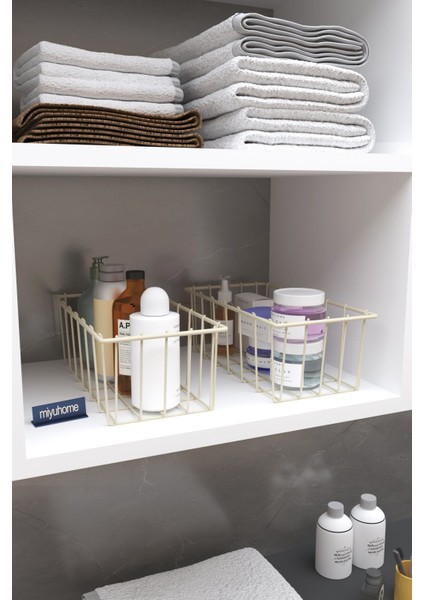 2'li Dikdörtgen Lüks Sepet Mutfak Düzenleyici Banyo Organizer Tel Sepet Metal Organizer Meyve Sepeti fırsatları